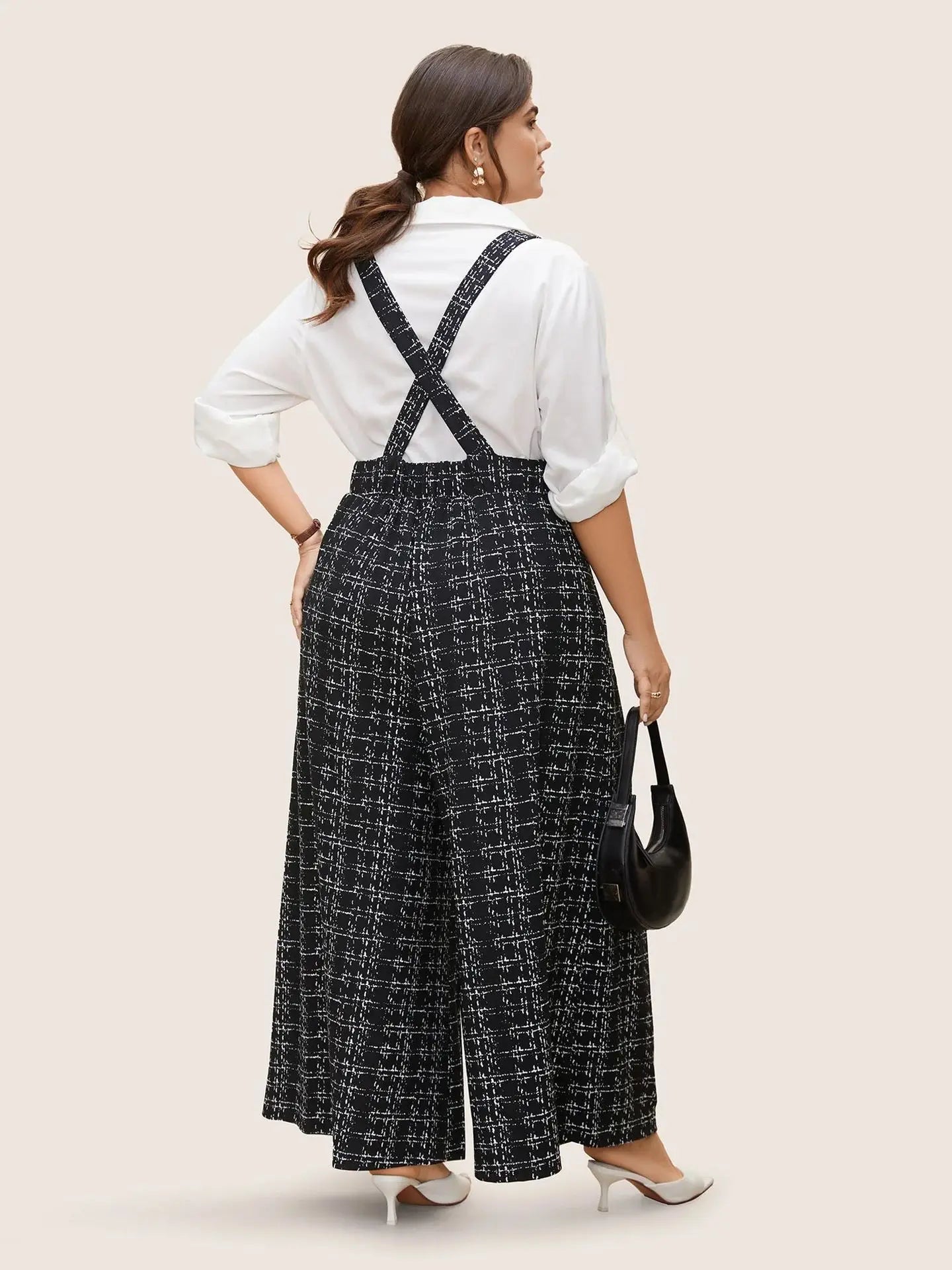 2025 Women's Sleeveless Oversized Jumpsuit Overalls Ladies Sexy Plaid Deep V Neck Wide Leg Pants Jumpsuits with Buttons Pockets Viralgem Store