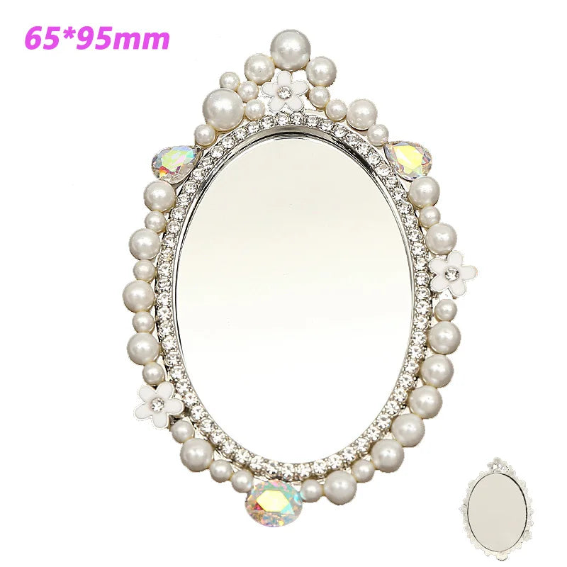 2pcs Round Mini Cute Love Heart Make Up Mirror For Mobile Phone Accessories Self-Adhesive Sticker DIY Phone Decoration Crafts Viralgem Store