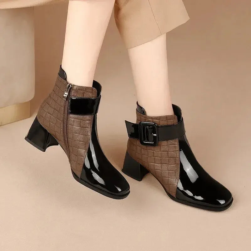 Women Ankle Boots Thick Heels Platform Short Boots Fashion AutumnNew  Female Shoes Retro Belt Buckle Work Shoes Botas De Mujer Viralgem Store