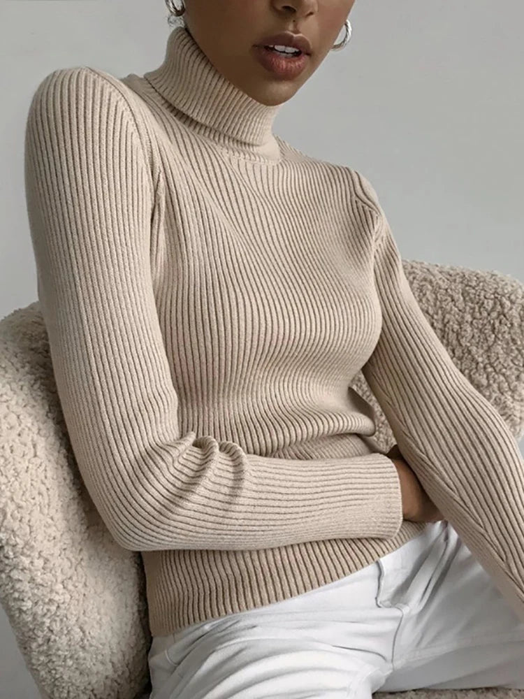 Women Turtleneck Sweater Knitted Soft Pullovers Cashmere Jumpers Basic Soft Sweaters For Women 2024 Autumn Winter