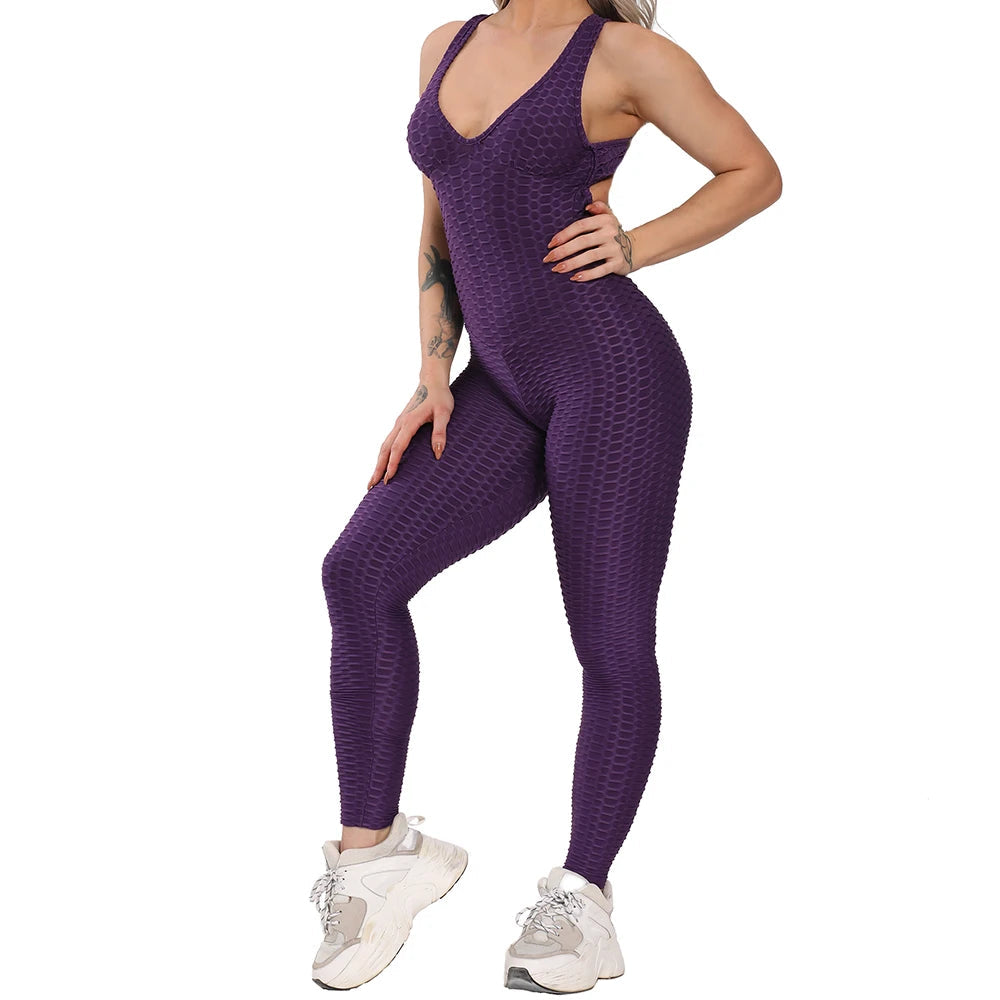 Women Halter Yoga Set Black Activewear Sexy Bandage Sleeveless Jumpsuit Skinny Rompers Solid Elastic Bodycon Fitness Sport Suits Viralgem Store