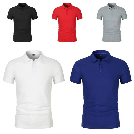 2025 Summer New Men's Short sleeved Solid Color Polo Shirt Breathable and Comfortable Elastic Top Casual Business New Style Viralgem Store