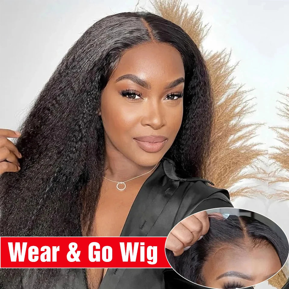 Yaki Kinky Straight Human Hair Wigs Glueless Wig 100% Human Hair Ready To Wear Preplucked HD Lace Wigs For Women Pre Cut No Glue Viralgem Store