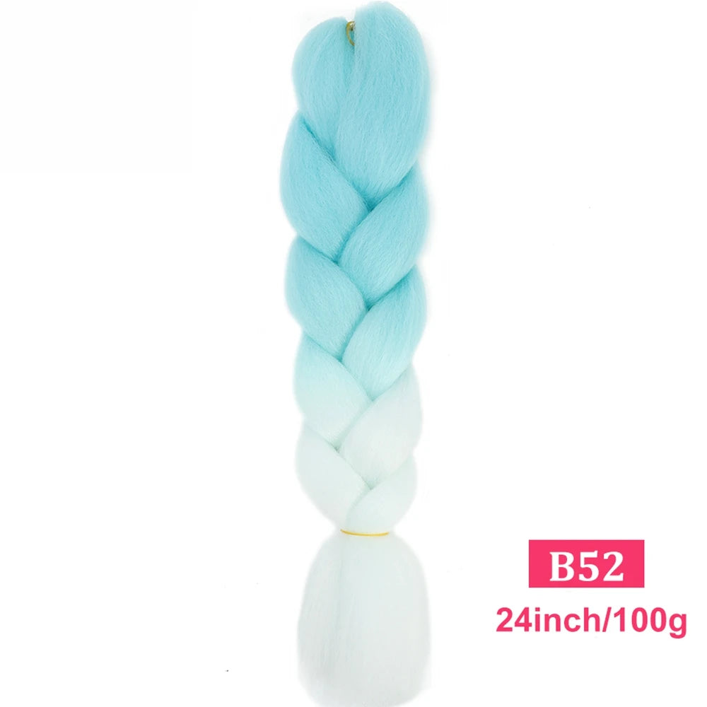 24inch Synthetic Long Braiding Hair Pre Strethced Colorful Ombre Brown Blonde Crochet Jumbo Braids Hair Extensions For Women