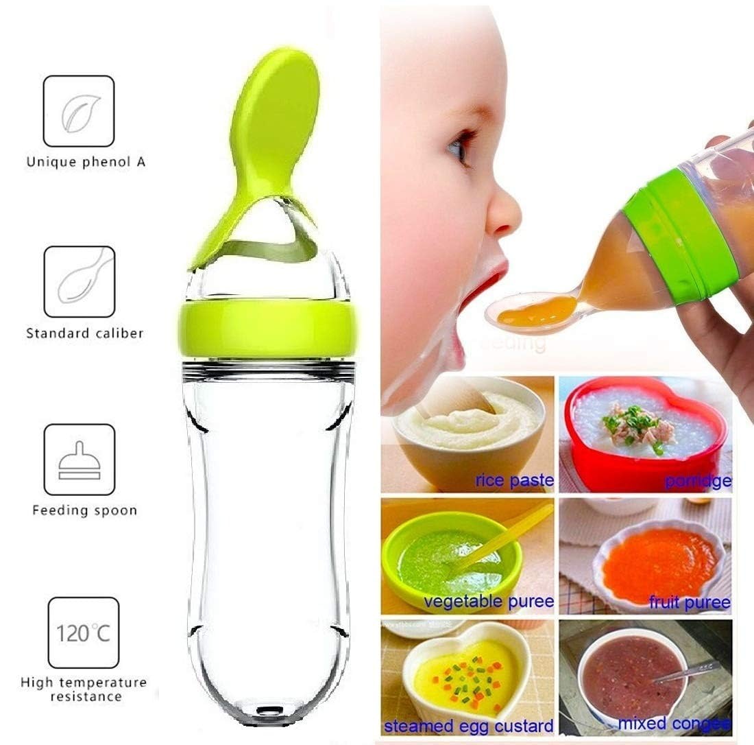 Squeezing Feeding Bottle Cup Silicone Newborn Baby Pacifier Training Rice Spoon Infant Cereal Food Supplement Feeder Tableware Viralgem Store