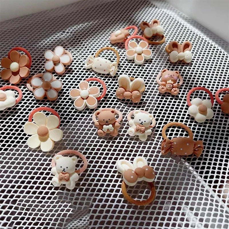 10/20/30/40/50Pcs Lot cute cartoon Bear Bunny Girl Elastic Rubber Band Headdress baby children hair accessories Viralgem Store