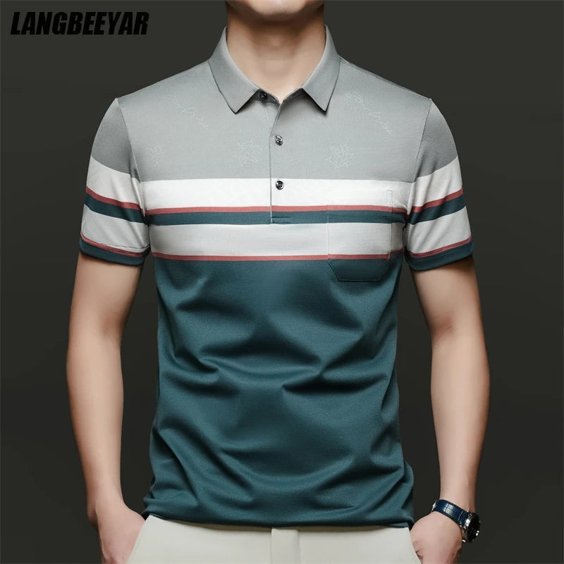 Top Grade Summer Brand Polo Shirts For Men Designer Summer Stripped Luxury Short Sleeve Slim Casual Tops Fashions Men Clothes Viralgem Store