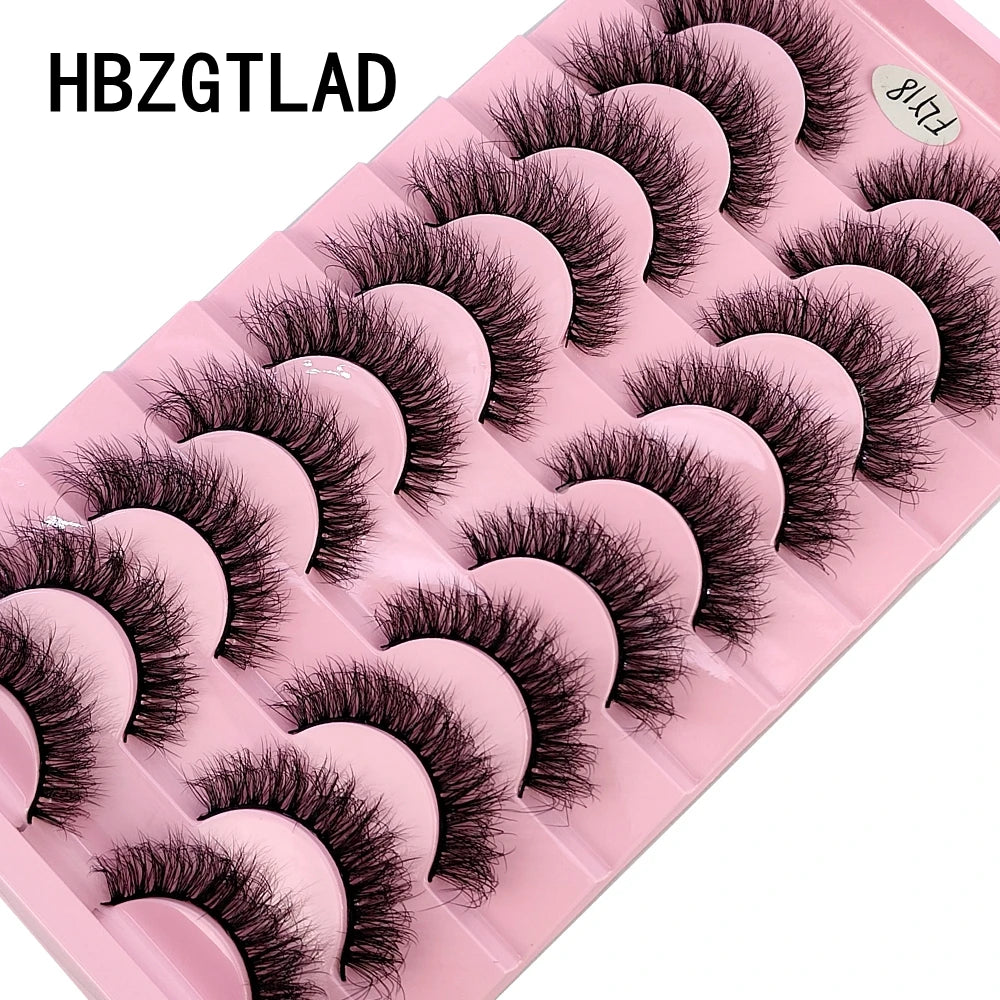 10 Pairs Faux Mink Eyelashes Handmade False Eyelashes Natural Nude Makeup Simulation Cross Messy Eye 3D Curly Eyelashes Freshlook Styles