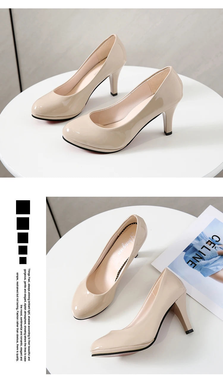 2024 High Heels Shoes Women White Wedding Shoes Thick High Heels Fashion Party Pumps Footwear Yellow Red Big Size 35-41