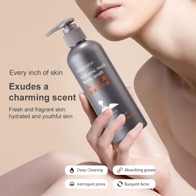 Volcanic Mud Body Wash Whitening Deep Clean Oil Control Moisturizing Acne Remover Mite Remover 220ml Viralgem Store