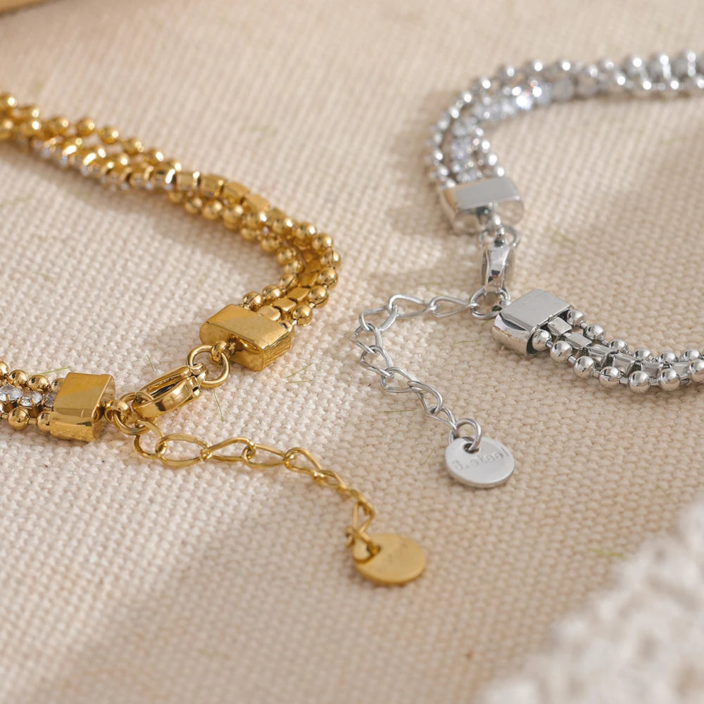 Yhpup Trendy Stainless Steel Cubic Zirconia Chain Layered Bracelet Bangle for Women High Quality Fashion Jewelry Bijoux Gift Viralgem Store