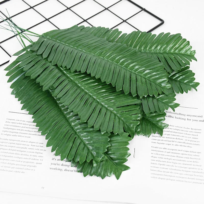 10/20pcs Artificial Green Palm Leaves Tropical Monstera Silk Turtle Leaves for Hawaiian Luau Beach Wedding Party Home Decoration