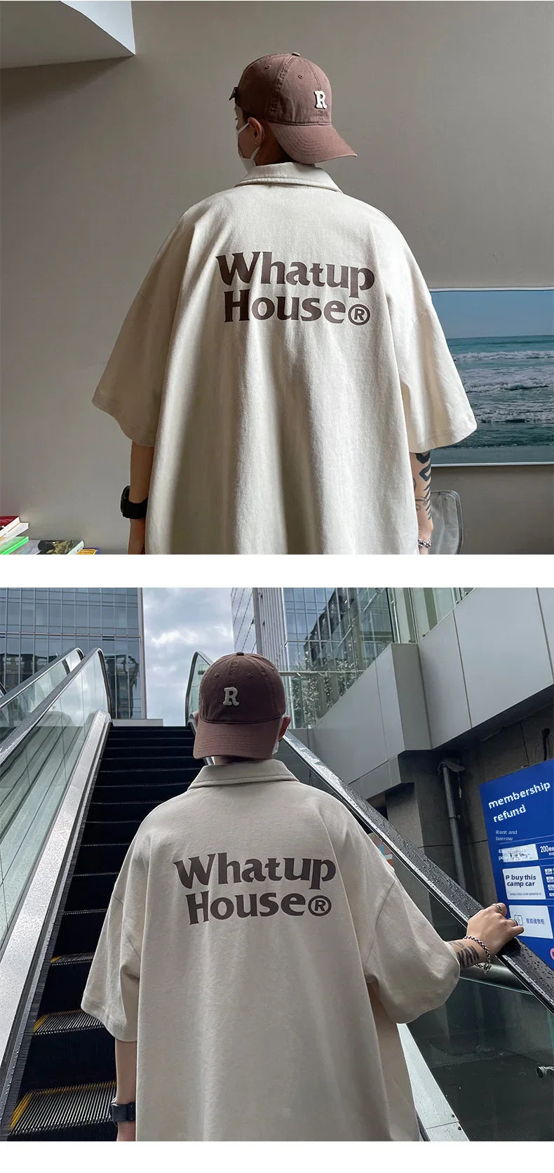 Trendy Polo Shirt Loose Fit Casual Men's Lapel Top Hk Style Hip Hop Short Sleeve T-shirt Fashion Outerwear