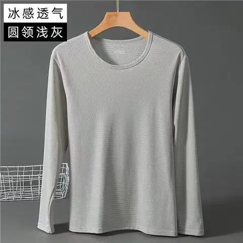 Summer Ice Silk T-shirt Men's Cold Short Sleeve O-neck Stretch Quick-drying Breathable Sports Shirt T Shirt Men Cool Down Tops