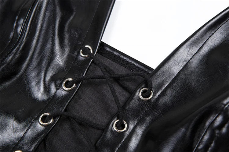 Y2K Crop Top Women Summer Black Leather Banadage Hollow Punk Style Tank Tops Vest Fashion Backless Club Party Wear Viralgem Store