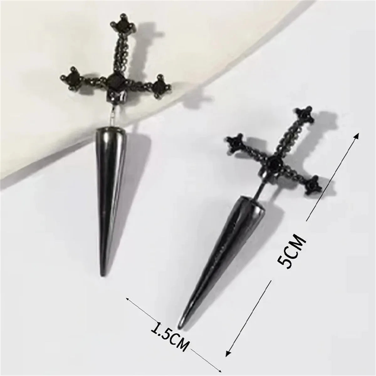 2pcs Gothic Kinitial Sword Stud Earrings,Vintage Cool Punk Crystal Goth Dagger Ear Piercing Jewelry Suitable for Daily Give Gift Viralgem Store