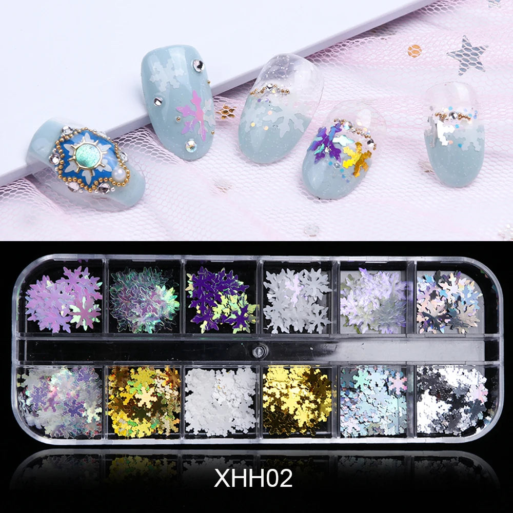 12 Grids Opal Dream Crystal Sequins Nail Flake Galaxy Iridescent Aurora 3D Paillette for Winter Autumn Manicure Decoration SWYFH Viralgem Store