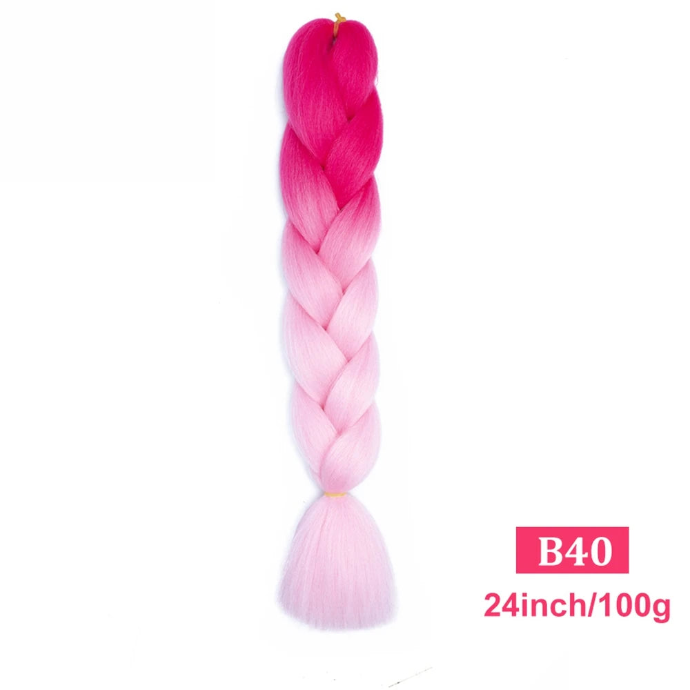 24inch Synthetic Long Braiding Hair Pre Strethced Colorful Ombre Brown Blonde Crochet Jumbo Braids Hair Extensions For Women