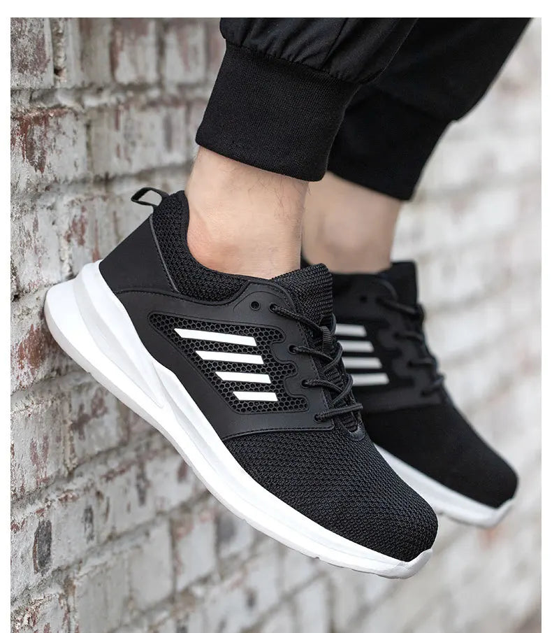 Work Safety Shoes Men Lightweight Indestructible Work Sneakers Security Steel Toe Shoes Safety Protective Boots Black Size36-46