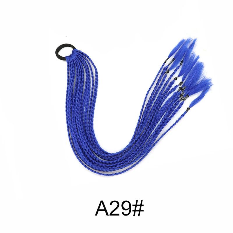 24Inch Synthetic Gradient  Colored Braided Ponytail Hair Extension Elastic Rubber Band Braiding Ponytail for Girl Women Viralgem Store