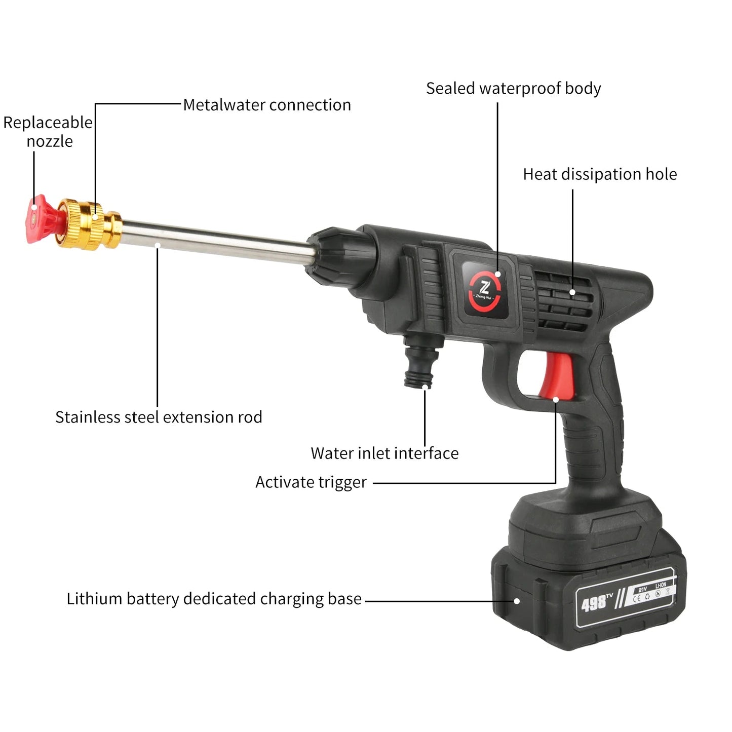 70BAR Cordless High Pressure Car Washer Spray Water Gun 200W Foam Generator Portable Car Washing Machine For Home Garden Cleanin Viralgem Store