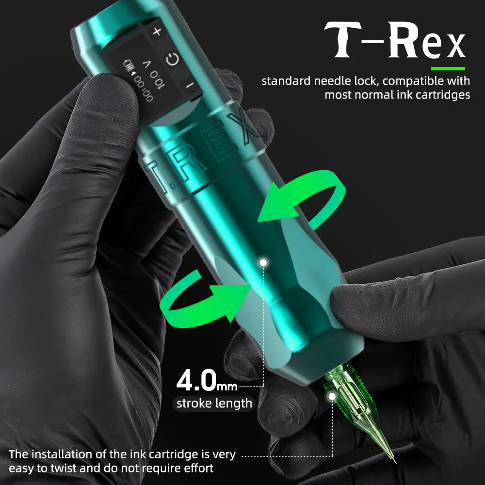 T-Rex Wireless Tattoo Machine Rotaty Battery Pen With Portable Power Pack 2400mAh LCD Digital Display For Body Art Makeup