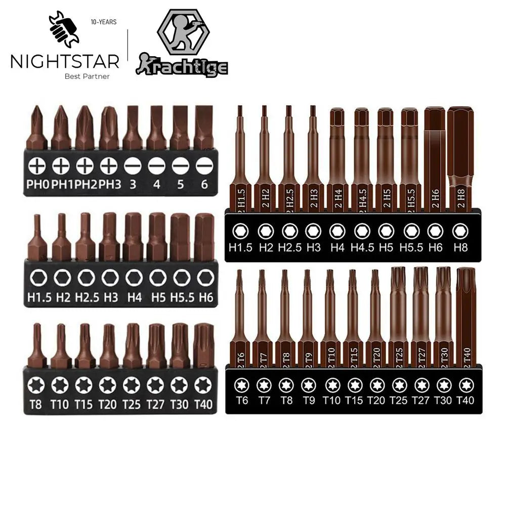 25mm 50mm 1/4 Screwdriver Bits Set S2 Steel Closs Phillips Slotted Hexagonal Solid Hollow Torx for Ratchet Wrench Hand Tools Viralgem Store