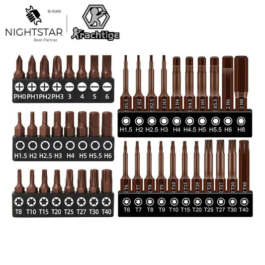 25mm 50mm 1/4 Screwdriver Bits Set S2 Steel Closs Phillips Slotted Hexagonal Solid Hollow Torx for Ratchet Wrench Hand Tools Viralgem Store