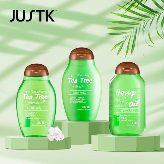3 Pack Justk Shampoo and Conditioner and Body Wash Set, Tea Tree Oil Shampoo & Conditioner Set, Hair Care Set, Hydrate Body Wash