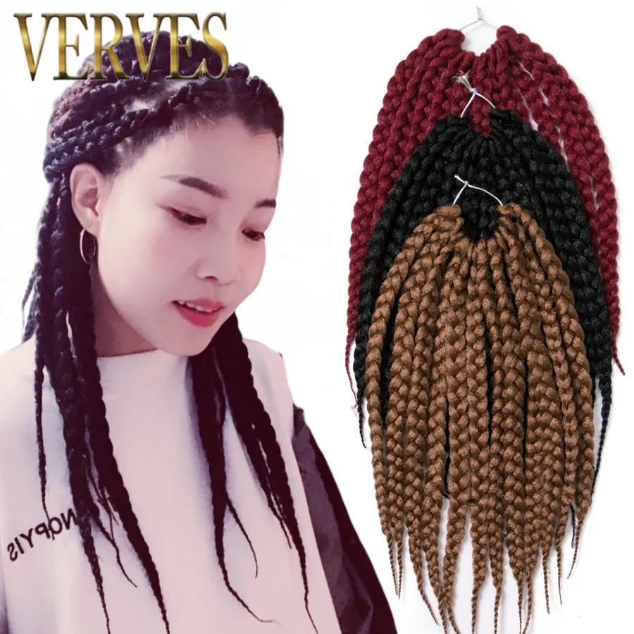 VERVES Short Box Braids Synthetic 5 Piece/Pack Crochet Hair Pre-Looped Braiding Extensions 14 inch for Asian Women Black Brown Viralgem Store