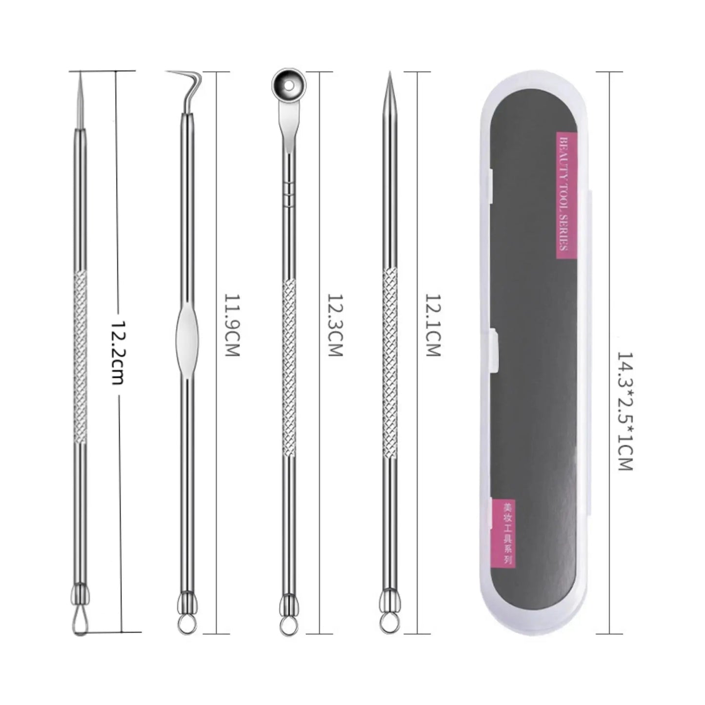 4PCS Blackhead Remover Acne Needle Tools Set Face Cleaning Black Dots Pimple Comedone Extractor Pore Cleaner Skin Care Products Viralgem Store