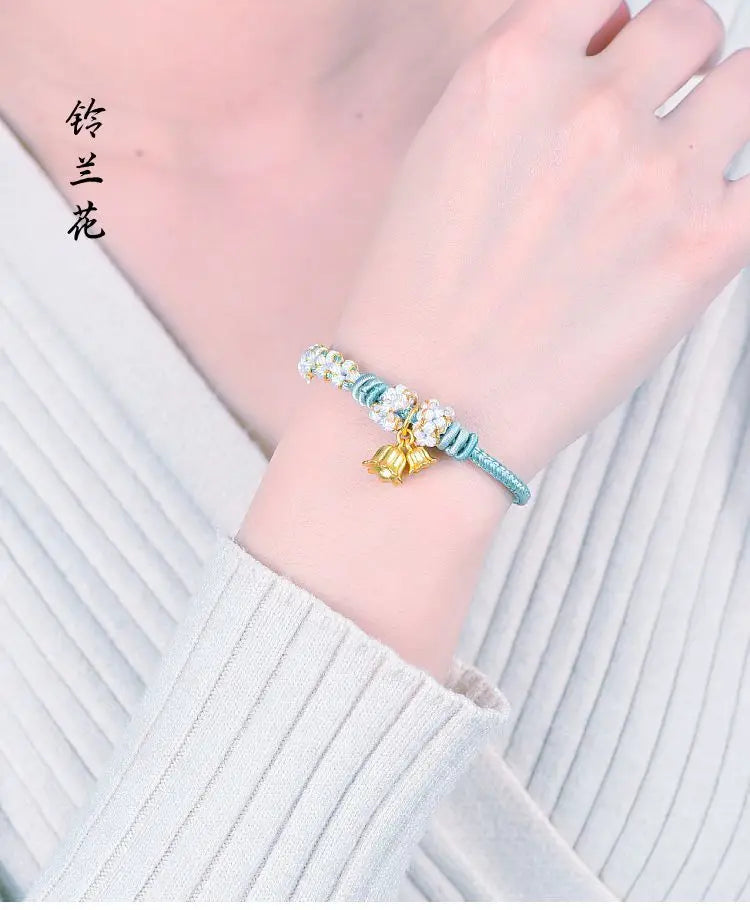 Suzuki Orchid Hand Rope Couple Bracelet Handmade Braided Small Peach Blossom Semi-finished Product String Beads for Girlfriend Viralgem Store