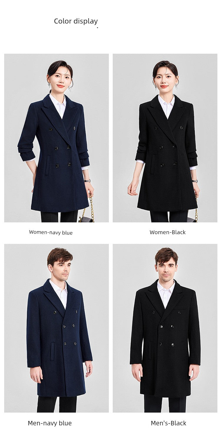 Woolen Coat Winter Thickened New Double Breasted Suit Coat Hotel Manager Work Clothes Mid Length Long Length Trench Coat Viralgem Store