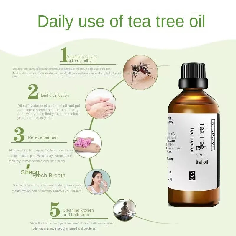 Top Natural Tea Tree Essential Oil For Remove Acne Beauty Skincare Skincare Homemade Perfume Meditation Aromatherapy 100ml/botle Viralgem Store