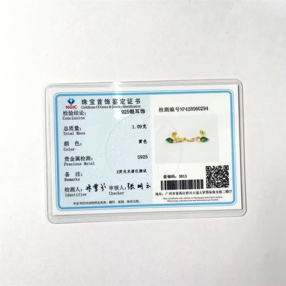 Aide 925 Sterling Silver 1pc Four Zircons Charm Chain Tassel Earrings For Women Double Studs Sparkling CZ Pave Cartilage Clips