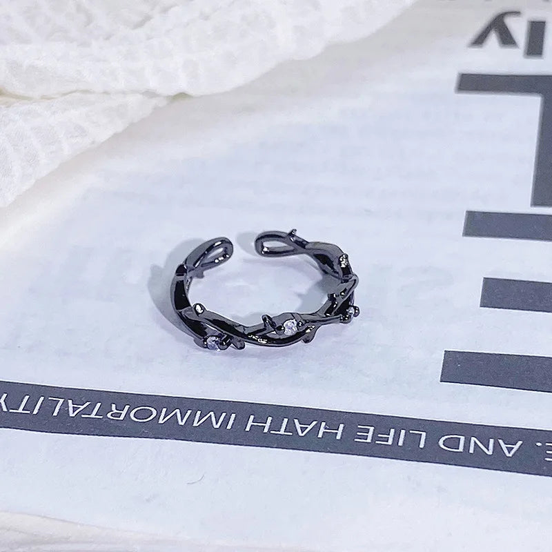 2025 Dark Gothic Irregular Zircon Adjustable Unisex Ring