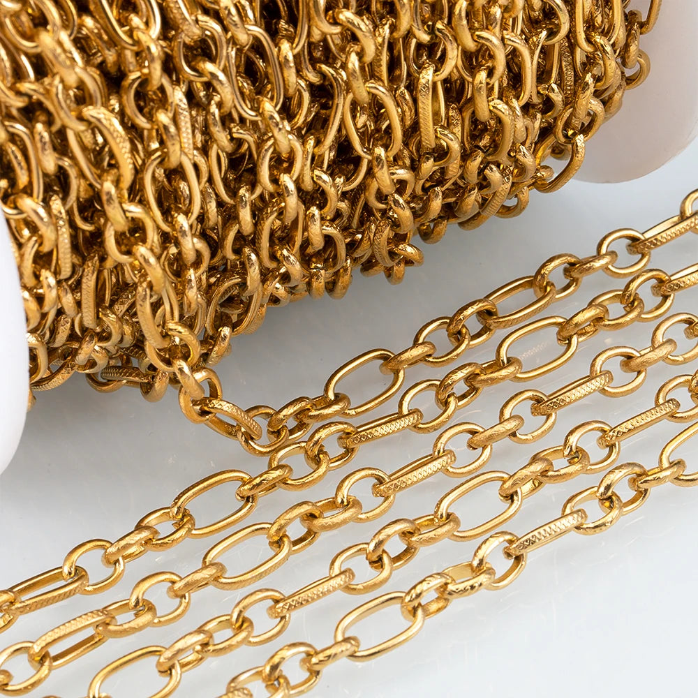 1M Stainless Steel Big Oval Cross Small Circle Link Chains Heavy Chunky Punk Chain DIY Jewelry Making Supplies Necklace Bracelet Viralgem Store