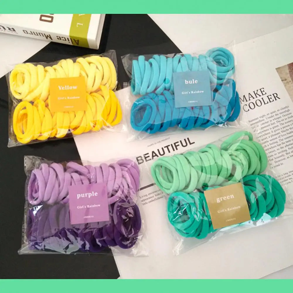 10Pcs Gradient Elastic Rubber Bands Baby Seamless Candy Colored Children Scrunchie Girls Braided Hair Rings Hair Accessories