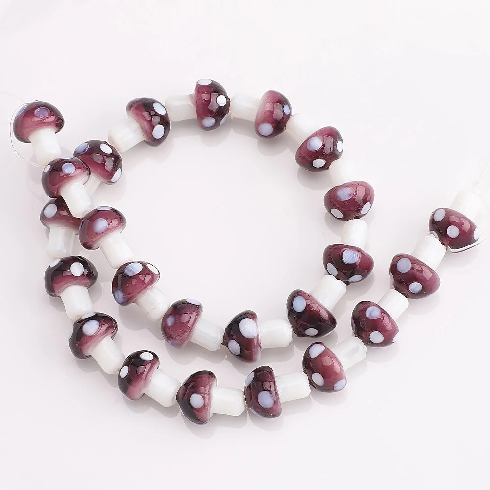 10Pcs 10x13mm 12x16mm 15x20mm Mushroom Shape Lampwork Glass Loose Beads for DIY Crafts Jewelry Making Earing Necklace Accessory