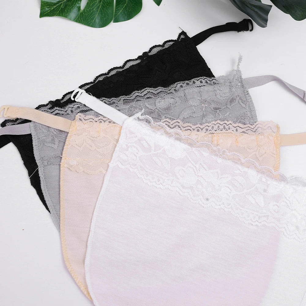 Women's Anti-slip Buckle Underwear Thin Style Traceless One-piece Lace Wipe Invisible Bras Cover Chest V-neck Inside Chest Piece