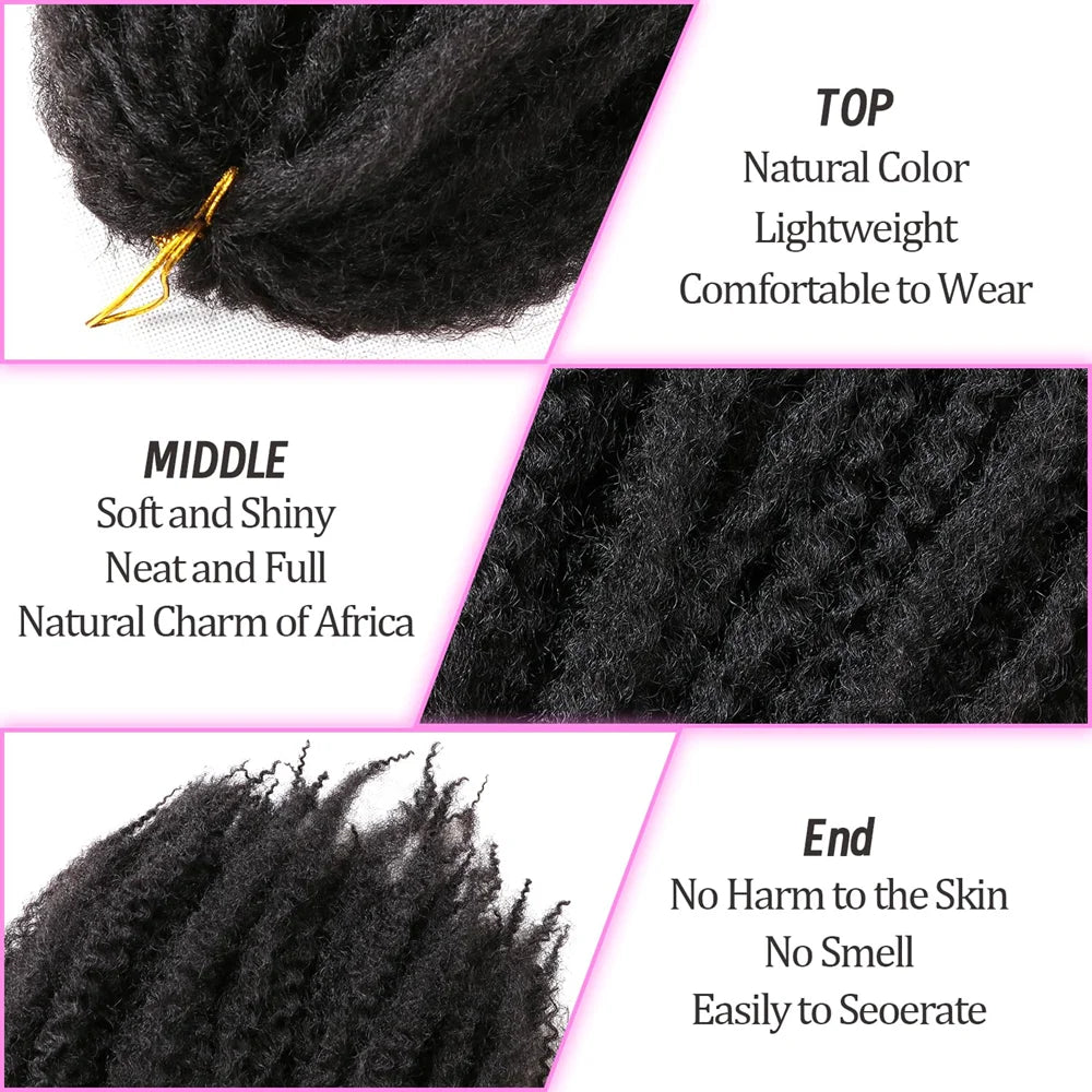 18 Inch Synthetic Marley  Twist Braiding Hair Afro Kinky Curly Crochet Hair for Faux Locs Long Springy Twist Hair Extensions