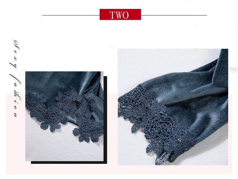 TOP Casual Velour Home Clothing 4pcs Sleep Set Intimate Lingerie Women Pajamas Suit Long Sleeve Lace Velvet Homewear Pyjamas Viralgem Store