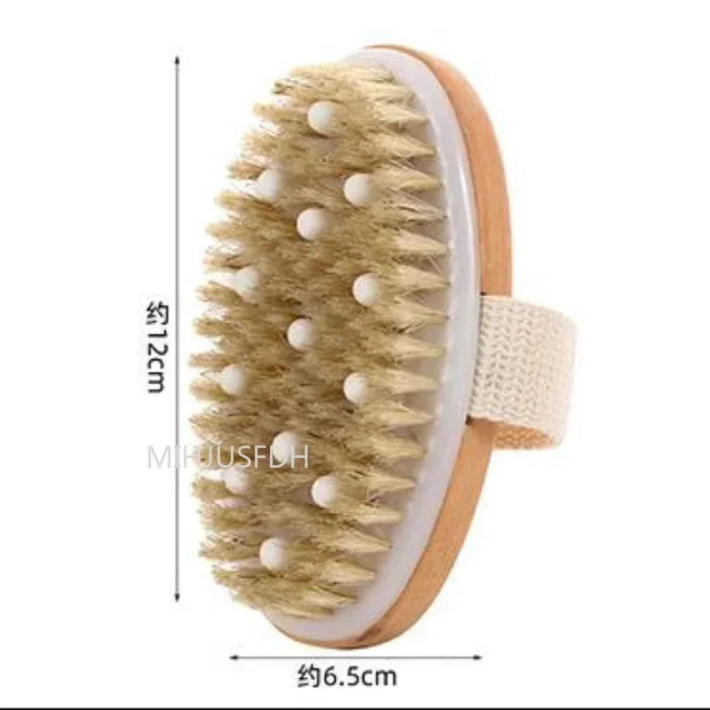2 In 1 Dry Skin Body Massage Brush Natural Bristle Dead Skin Remover Anti Cellulite Exfoliates Blood Circulation Massage Tools Viralgem Store