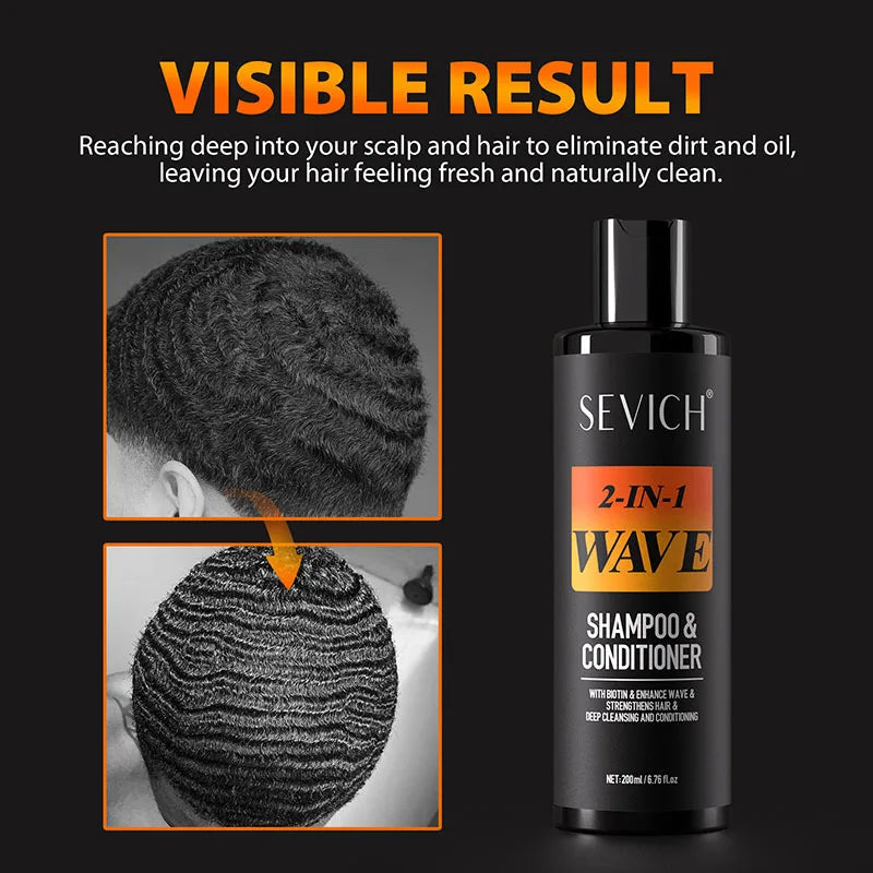 360 Wave Hair Wax Shampoo Kit Edge Control Gel Pomade Curly Hair Cream for African Men Grease Layered Style With Brush Tool Viralgem Store