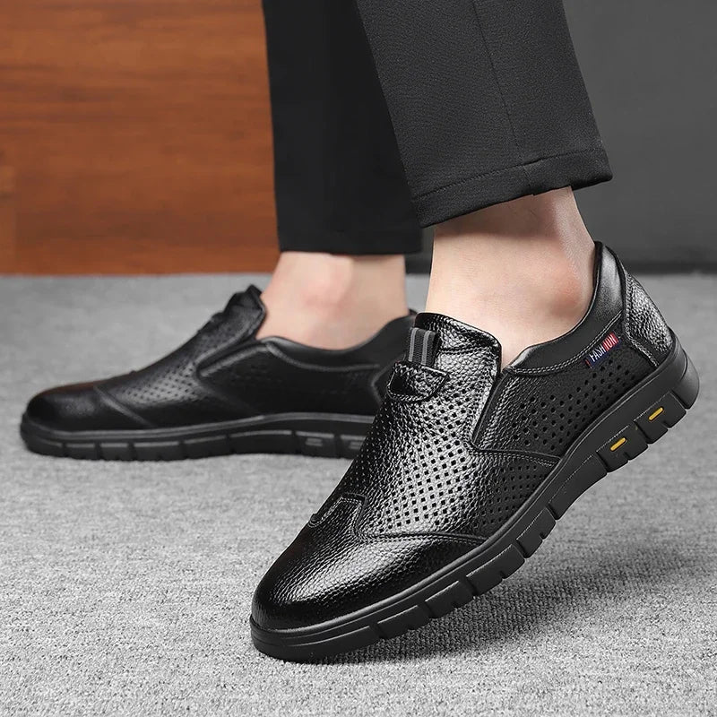 Summer Breathable Sandals for Men, Men's Cowhide Shoes, Hand-woven, Business Formal Leather Sandals, Dad's Shoes