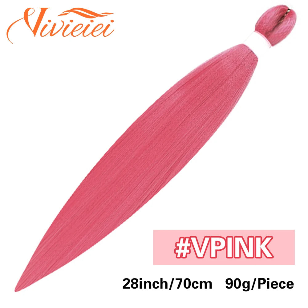 Synthetic Jumbo Braids Hair Extensions 28 Inch Braiding Hair Pre Stretched Orange Green White Blue Red Pink Purple Braids Viralgem Store