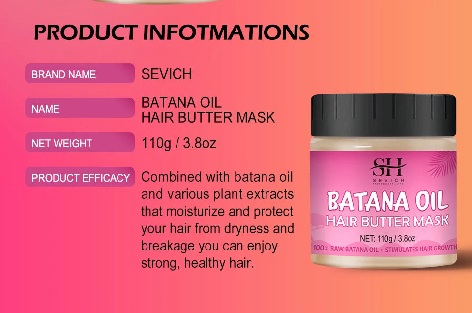 Africa Batana Mask oil Hair Butter Traction Alopecia Anti-break Hair Growth Care Products Moisturize Repair Dry Batana Hair mask
