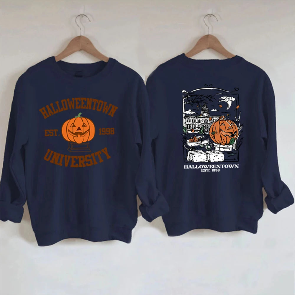 Vintage Halloweentown 1998 Sweatshirt 2 Side Print Halloweentown University Hoodie Pumpkin Fall Pullover Halloween Party Tops