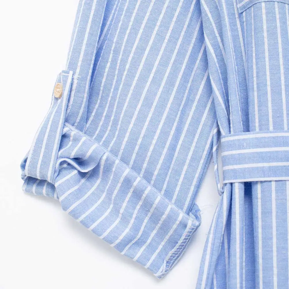 TRAF Women Fashion With Belt Front Patch Pockets Midi Shirt Dress Long Turn-up Sleeves Button-up Female Dresses Mujer