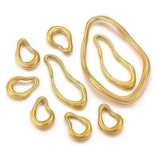 5pcs Stainless Steel Gold-plated Blank Irregular Bezel Charms Connectors for DIY Necklace Jewelry Making Accessories Wholesale